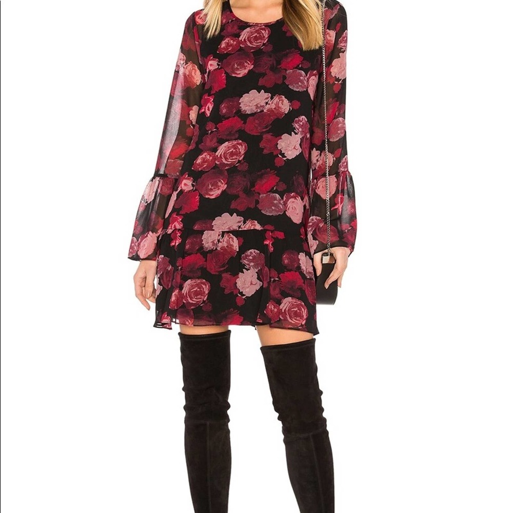 BCBGeneration Two Tiered Shift Dress Black Floral